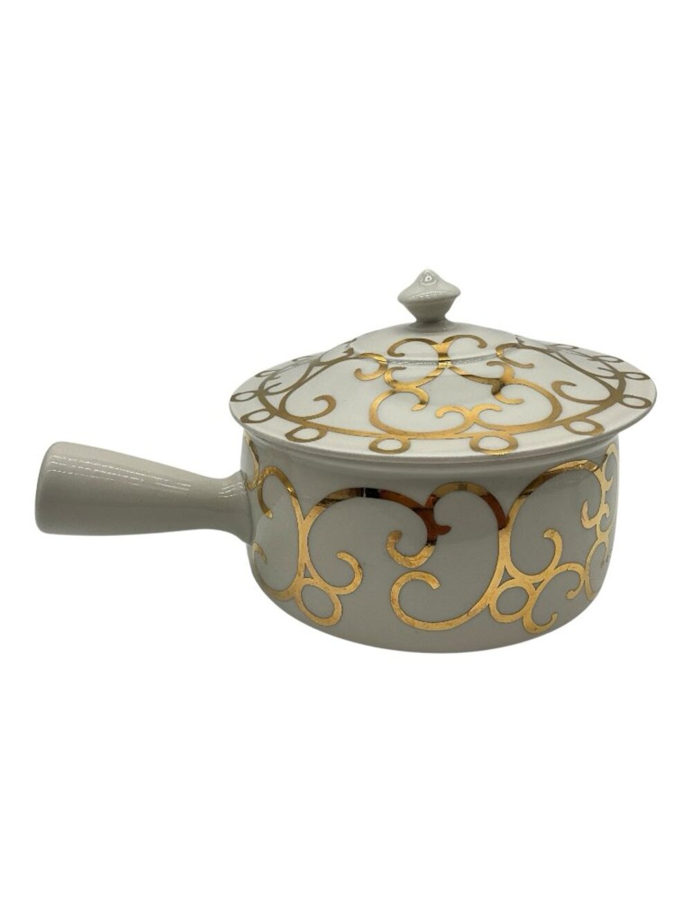 Porcelaine De Paris Vintage Fondue Large Saucepan Pouring Spout, Lid and Handle